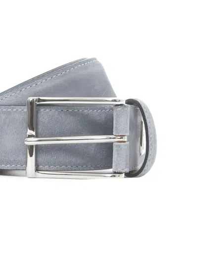 Santoni Suede Belt In Blue