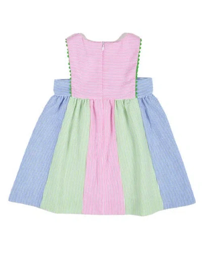 Florence Eiseman Girl's Striped Seersucker Dress W/ Flowers In Multicolor