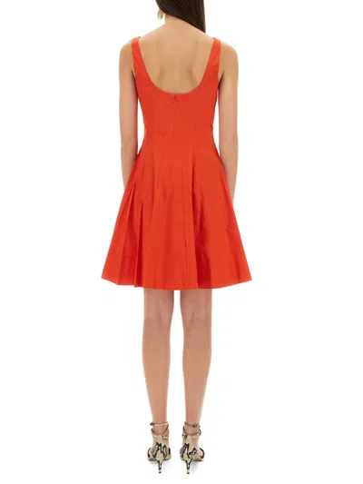 Staud Wells Seamed Stretch Cotton Minidress In Orange