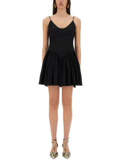 Staud Dena Cotton Poplin Minidress In Black