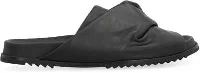 Rick Owens Leather Criss-cross Slides Open Toe In Black
