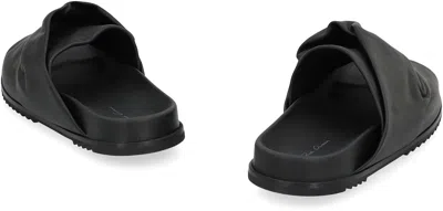 Rick Owens Leather Criss-cross Slides Open Toe In Black