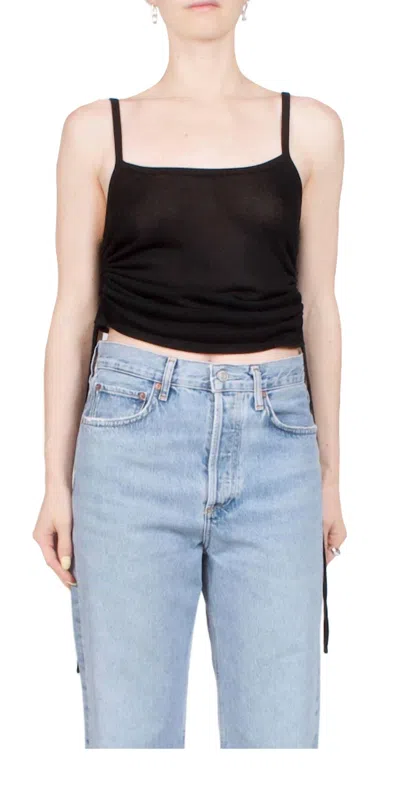 St Agni Ruched Tank In Black In Black