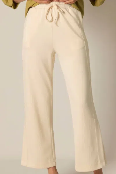 P.cill Tru Side Binding Wide Leg Pants In Eggshell In White