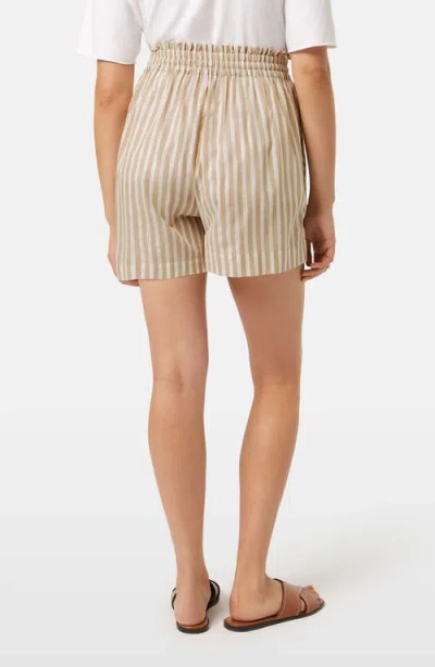 Scotch & Soda High Waist Stripe Cotton Blend Drawstring Shorts In Brown