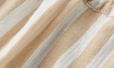 Scotch & Soda High Waist Stripe Cotton Blend Drawstring Shorts In Brown