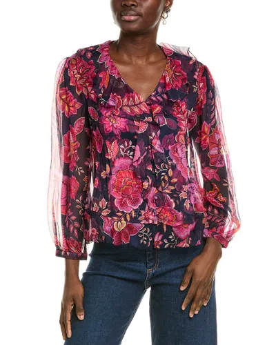 Johnny Was Petite Kiko Silk Blouse In Red