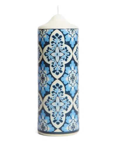 La Doublej Palazzo Printed Pillar Candle In Blue