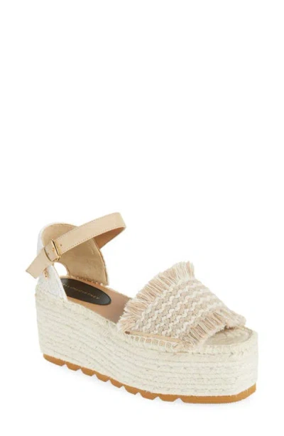 Stella Mccartney Canvas Wedge With Multicolor Fringe Detail In Dust