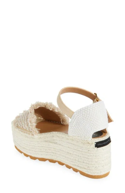 Stella Mccartney Canvas Wedge With Multicolor Fringe Detail In Dust