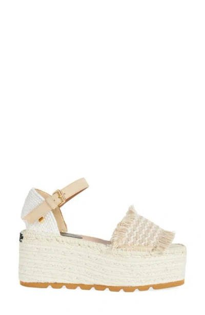 Stella Mccartney Canvas Wedge With Multicolor Fringe Detail In Dust