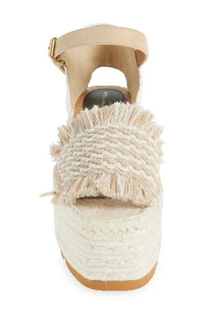 Stella Mccartney Canvas Wedge With Multicolor Fringe Detail In Dust
