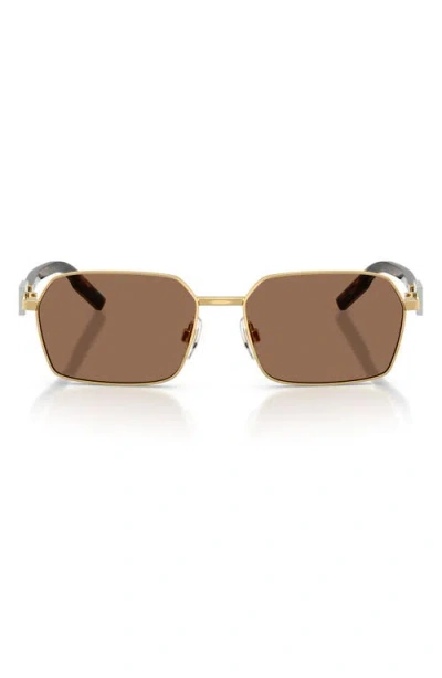 Dolce & Gabbana Wire-frame Rectangular Sunglasses In Dark Brown