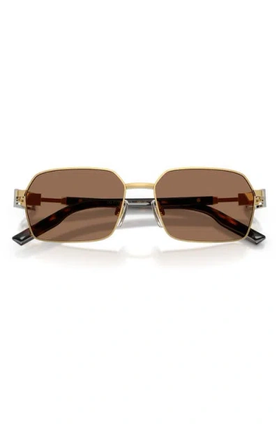 Dolce & Gabbana Wire-frame Rectangular Sunglasses In Dark Brown