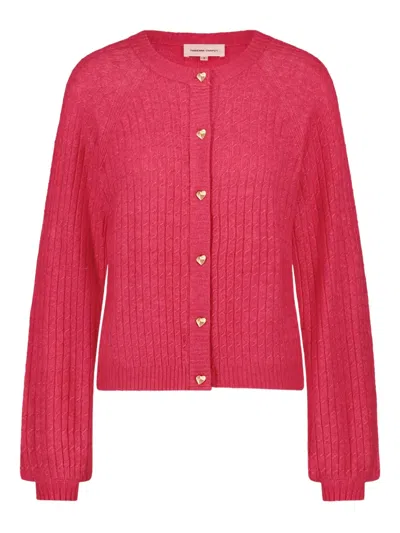Fabienne Chapot Charlotta Ribbed Button-up Cardigan In Pink