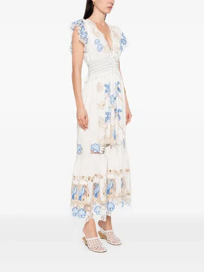 Farm Rio Romantic Dress In Beige