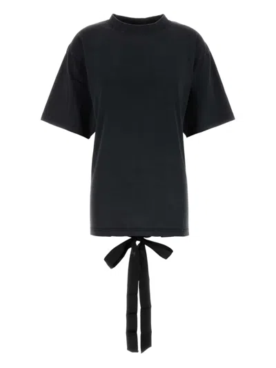 Balenciaga Lace Up Back Bow Detail T-shirt In Black