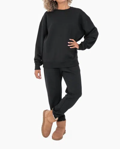 Mono B Oversized Fleece Sweatshirt In Black In Black