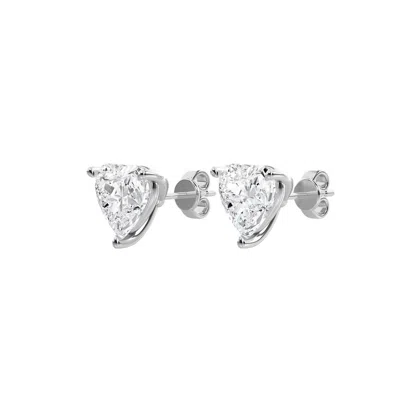Diana M. 14kt 10ct Lab Grown 3 Prong Studs Heart Cut, Def Color, Vs Clarity, Excellent Cut In White
