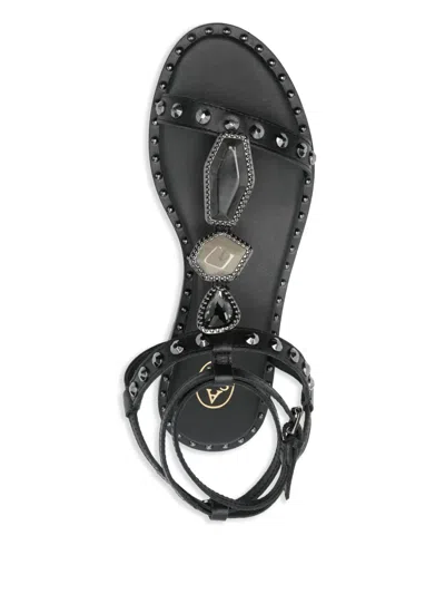 Ash Black Calf Sandals With Studs In Black