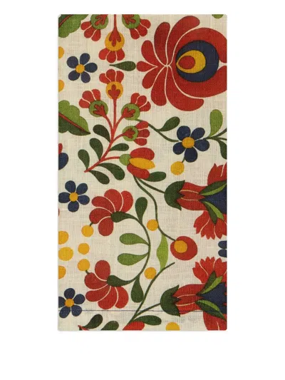 La Doublej Floral-print Napkin (set Of Two) In Neutrals