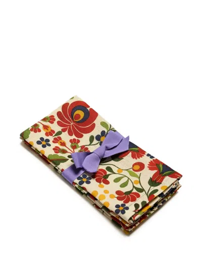 La Doublej Floral-print Napkin (set Of Two) In Neutrals