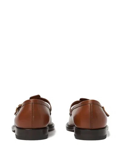 Scarosso Edna Buckle Fastened Flat Shoes In Brown