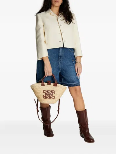 Casadei Brown Tote Bag With Removable Shoulder Strap And Logo Embroidery On The Front In Neutrals