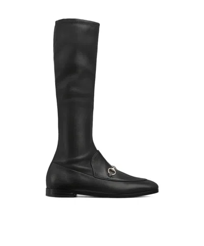 Gucci Ankle Boots With Flat Sole And Gold-tone Hardware In Black