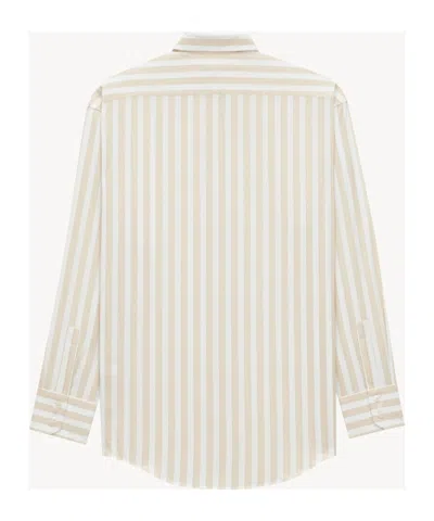 Saint Laurent Striped Cotton Cassandre Shirt In White