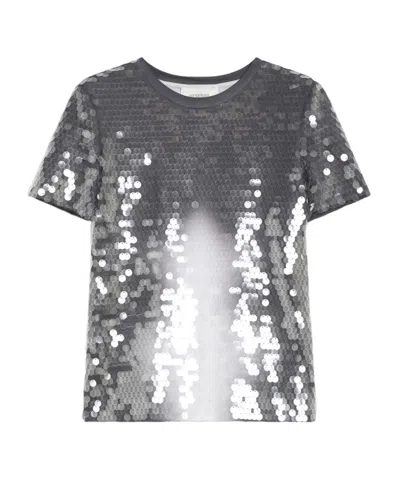 Max Mara Shimmering Sequin-embellished Grey Top In Grey