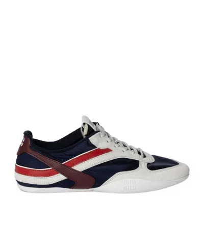 Miu Miu Multicolor Tech Fabric And Suede Gymnasium Sneakers In Animal Print