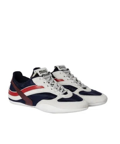 Miu Miu Multicolor Tech Fabric And Suede Gymnasium Sneakers In Animal Print