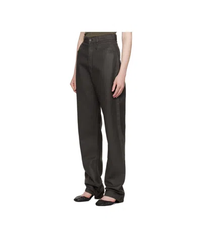 Lemaire Shiny Coated Dropped Crotch Pants In Dark Chocolate