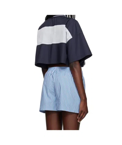 We11 Done Color Block Cropped Polo In Navy