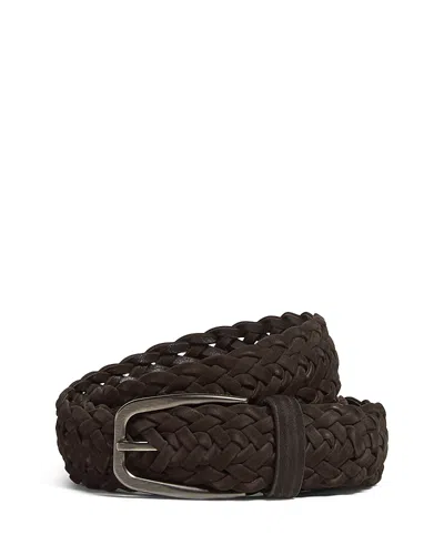 Zegna Braided Leather Belt In Dark Brown