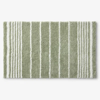 The Company Store Plush Spa Stripe Bath Rug In Green