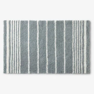 The Company Store Plush Spa Stripe Bath Rug In Blue