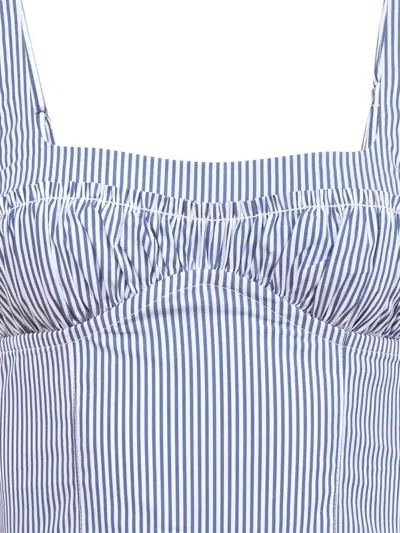 Fleur Du Mal Poplin Bustier Top In Midnight Stripe