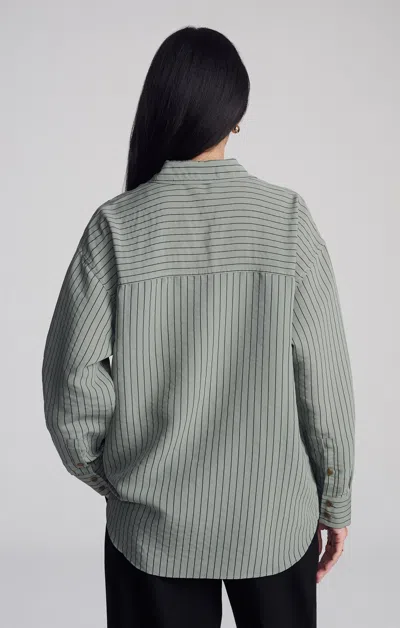 Mavi Luxe Touch Tencel™ Button-up Striped Shirt In Sea Spray Stripe