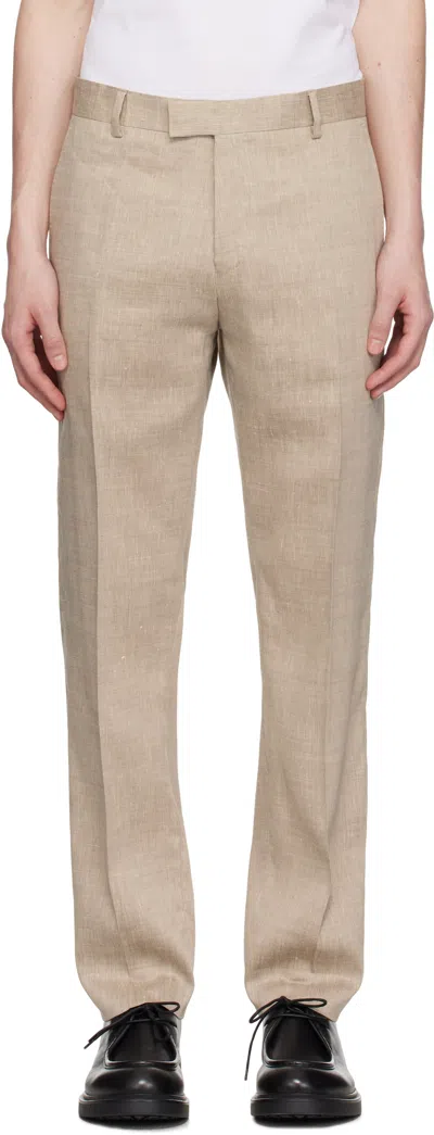 Tiger Of Sweden Beige Tense Linen Blend Trousers In 13l-soft Latte
