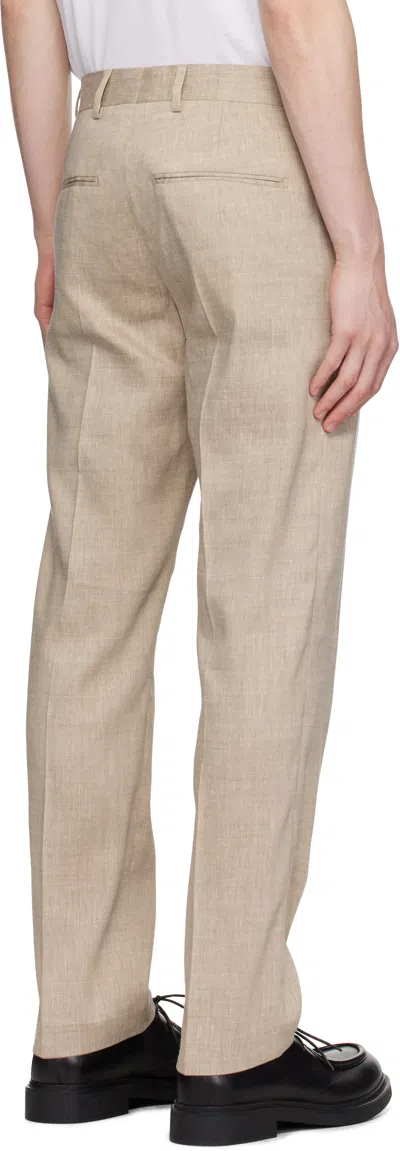 Tiger Of Sweden Beige Tense Linen Blend Trousers In 13l-soft Latte