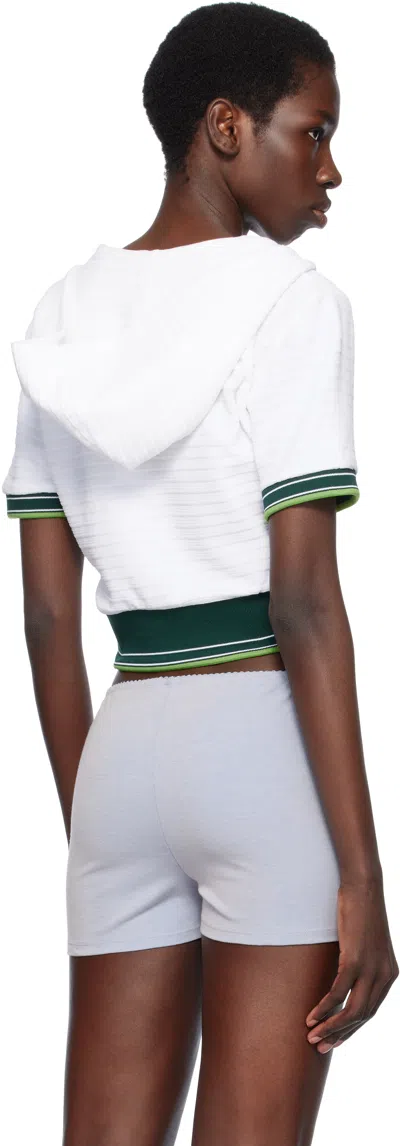 Casablanca Hooded Short Top Striped Trim In White