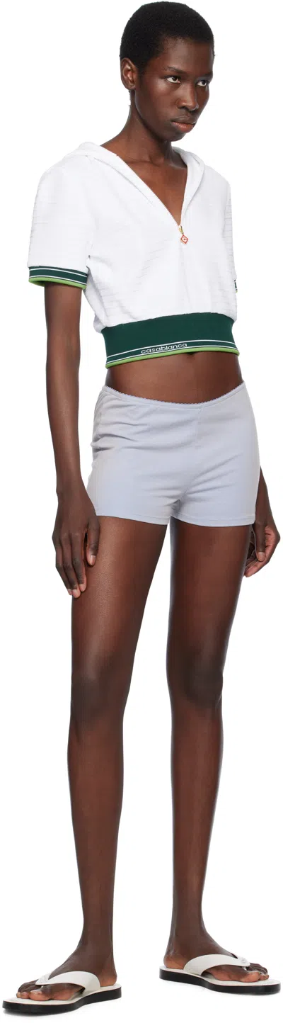 Casablanca Hooded Short Top Striped Trim In White