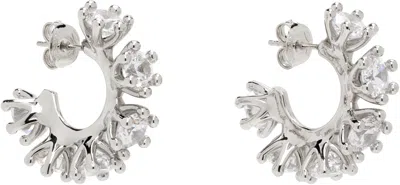 D'heygere Silver Wheel Hoop Earrings In Silver/white