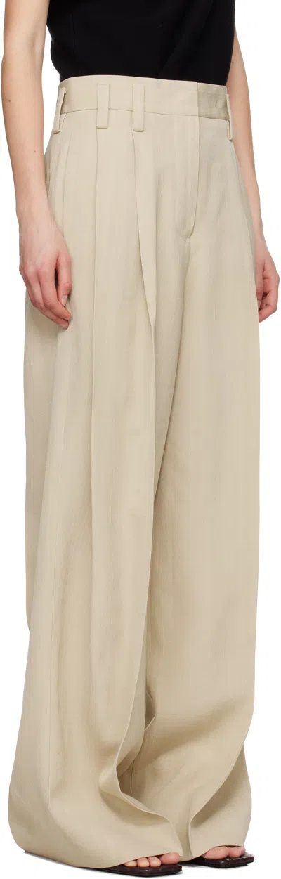 Jil Sander Beige Voluminous Pleated Trousers In 272 Canvas Beige