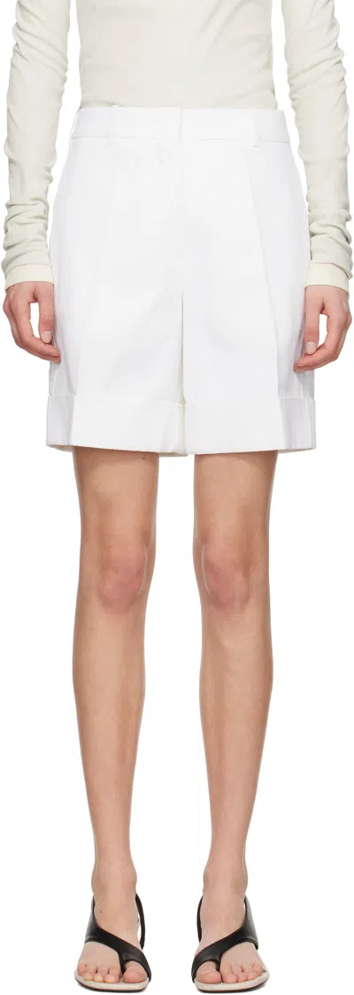Jil Sander White Straight Leg Shorts In White