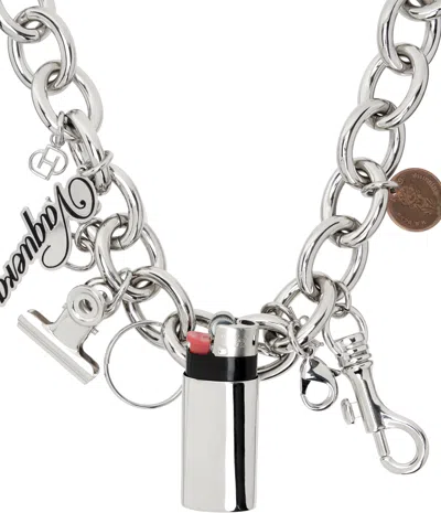 D'heygere Silver Vaquera Edition Charm 2.0 Necklace In Silver/white