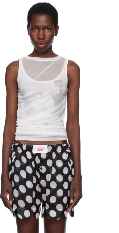 Charles Jeffrey Loverboy White Draped Mesh Tank Top In White