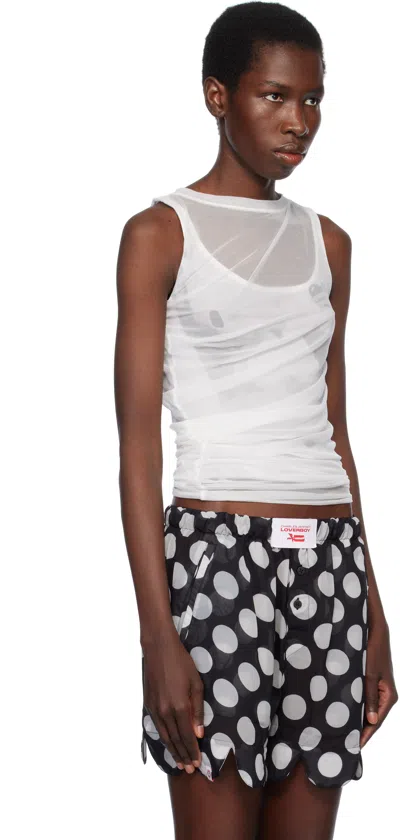 Charles Jeffrey Loverboy White Draped Mesh Tank Top In White